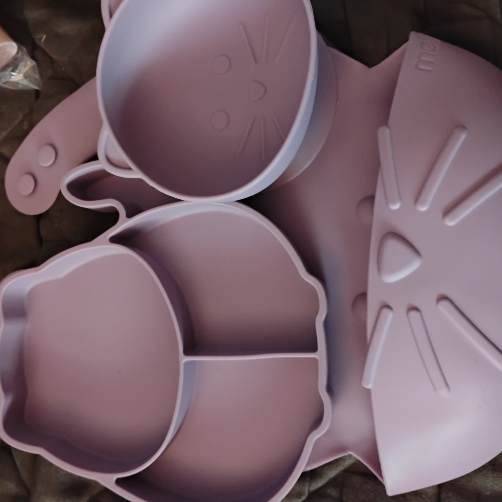 Meow Baby Silicone Feeding Set - Purple